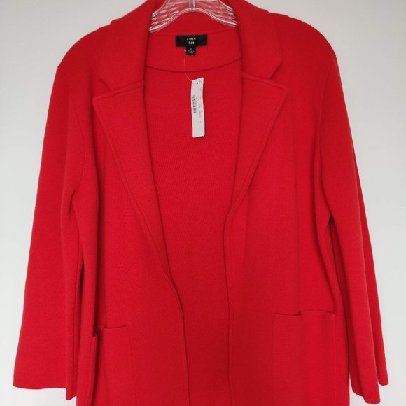 Red, J.Crew Open Front Sweater Blazer, small - Picture 1 of 3